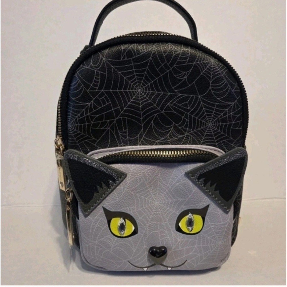 Betsey Johnson Vampire Cat Mini Backpack Spider Web Gothic Purse Bag